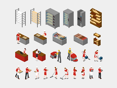 bakery icons isometric