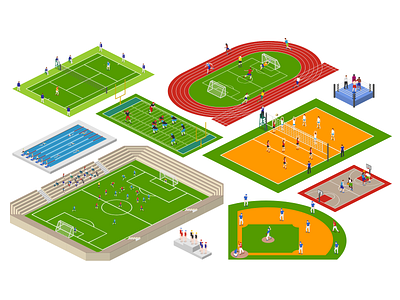 Sports Competitions 2.5d free icons illustration isometric sports template vector