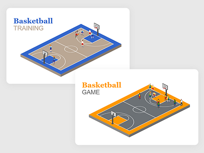 Basketball templates 2.5d basketball basketball court free illustration isometric template vector