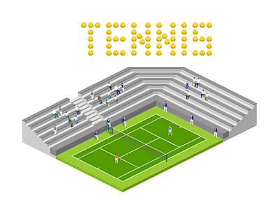 Tennis 2.5d illustration isometric template tennis vector