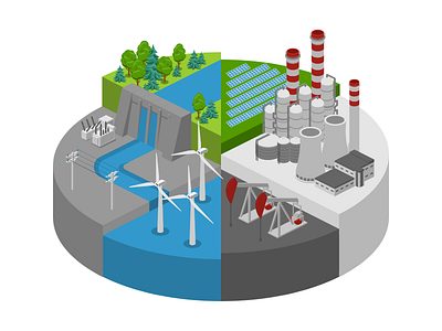 Power Energy Chart 2.5d chart energy free illustration isometric power energy template vector