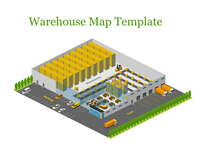 Warehouse Map Template 2.5d illustration isometric layout map template vector warehouse