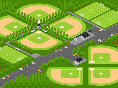 Wagon Wheel Baseball Field 2.5d arena baseball free illustration isometric sport template vector
