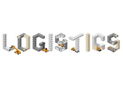 Word Logistics illustration isometric logistics typography