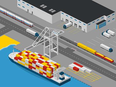Logistics city illustration isometric logistics