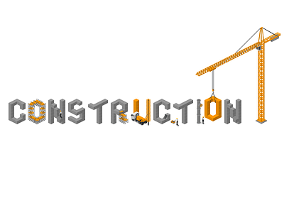 Construction Word 2.5d illustration isometric typogaphy