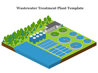 Wastewater Tretment Plant Template 2.5d free illustration isometric template vector