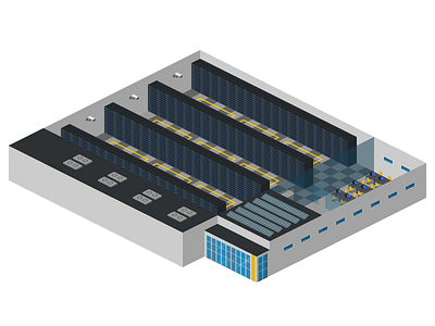 server warehouse 2.5d illustration isometric template vector warehouse