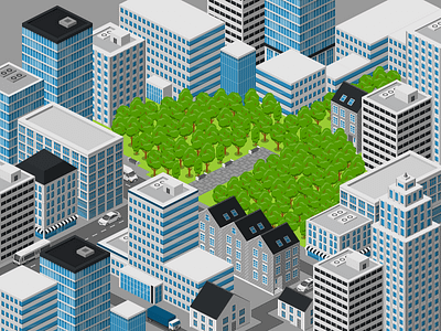 City Lungs 2.5d city ecology free illustration isometric vector