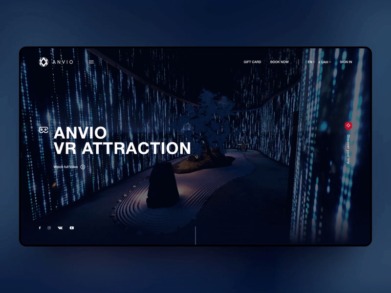 Anvio VR Interactive Scroll Page aimation art blur dark gif interactive motion paralax scroll slider ui ux vr vr games web design