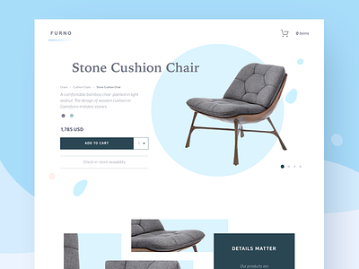 Furno product page bright design desktop ecommerce flat furniture product shop ui white