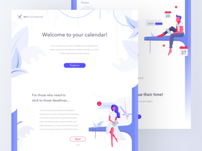 MyCalendar | Onboarding No. 3 bright calendar dashboard desktop my calendar onboarding organiser purple ui ux white