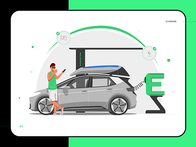 Illustration for Ecofactor Charge charge illustration green skiti skitiboh tesla tesla illustration ui design ui elements ukraine artist vector vector art vector illustration