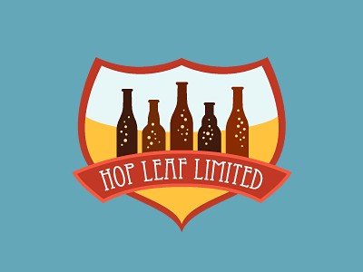 Logo for Hop Leaf (Craft Beer Importer) badge beer bottle branding brewery design hop leaf logo retro