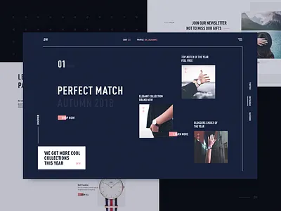 Homepage Design for E-Commerce Website black and white clean ecommence elegant minimal oneunite product store ui ux watch web design