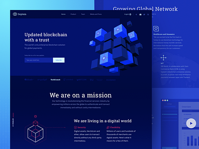 New Blockchain Technology Website Design 3d cube decentralized futuristic landing lockchain solution technology ui ux visuals zajno