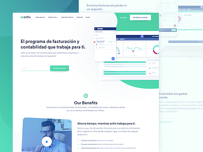 Homepage Design for Invoicing SaaS Company accounting anfix bookkeeping business clean product ui ux website whitespace zajno