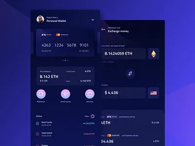 Crypto Wallet (WIP) app blockchain decentralized exchange finance futuristic ios oneunite ui ux wallet