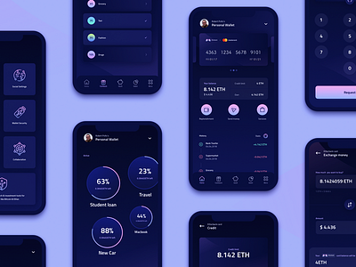 Cryptobanking app blockchain decentralized exchange finance futuristic ios oneunite ui ux wallet