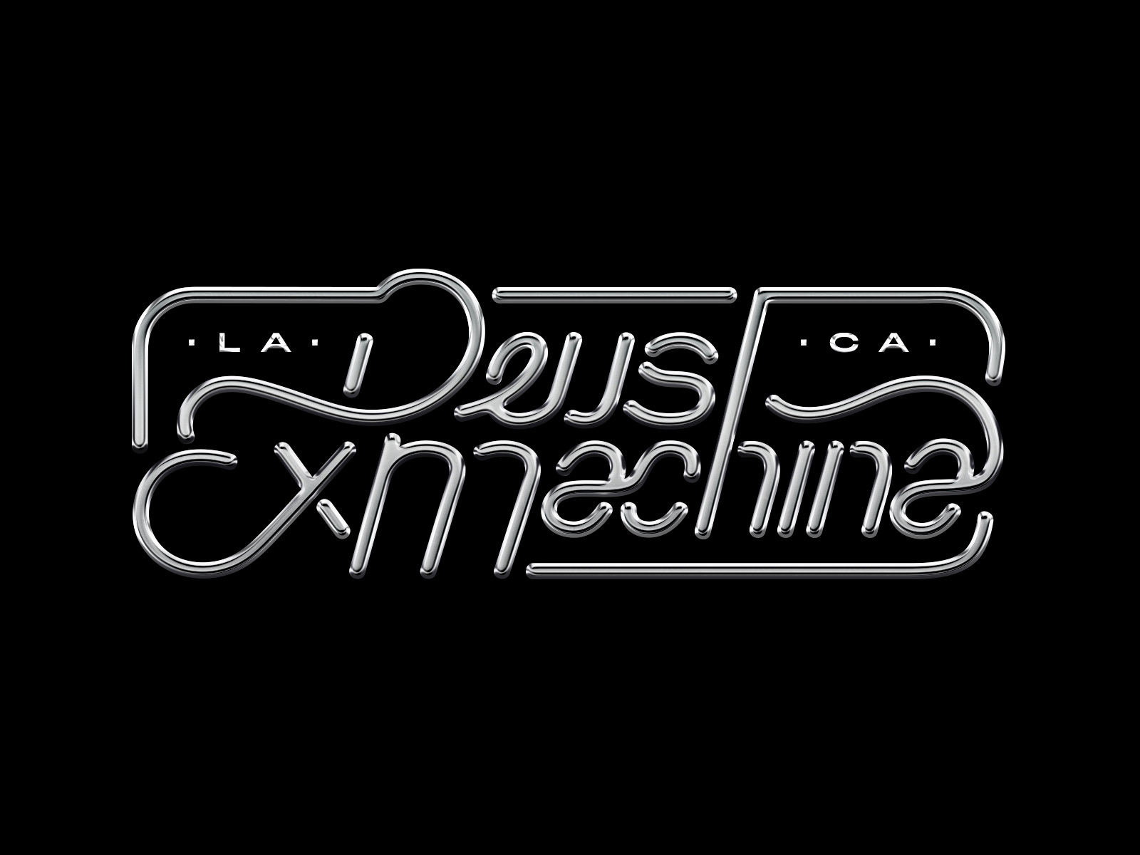 <b>Deus</b> <b>Ex</b> <b>Machina</b> Silver Lettering designed by Max Urbina Engine. 