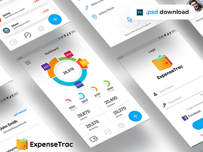 ExpenseTrac - Expense Tracker Mobile App (.psd)
