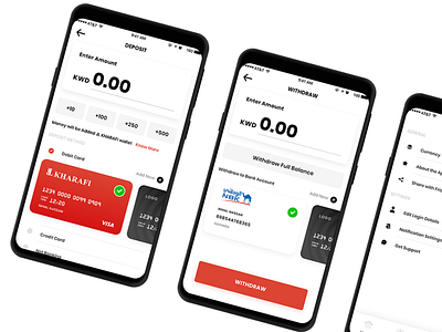 Deposit & Withdraw Screens - JL Kharafi Digital Bank Mobile App