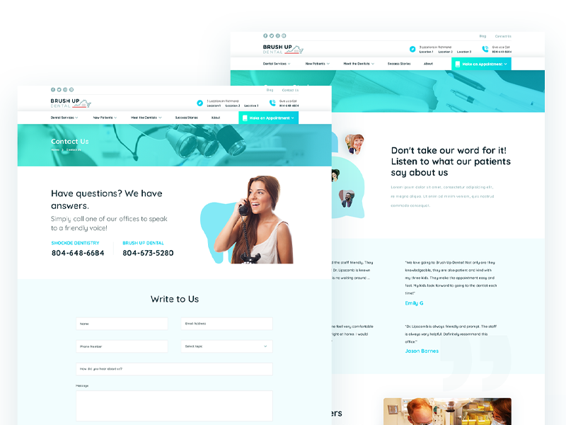 Brushup Dental - Website Design web nihal graphics mangalore ios typography vector designer android ui mobile www.nihalgraphics.com branding mobile app illustration design app ux india nihalgraphics nihal.graphics