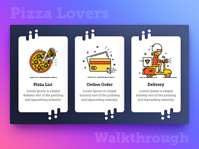 Walkthrough Screens For Pizza Lovers ( Food App ) android food food app ios mobile app onboarding online food order pizza tutorial screen walkthrough