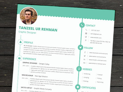 Elite Resume Template - MS Word & Adobe Photoshop formats art awesome business card coloful cover letter creative cv design download graphics photoshop psd resume cv template