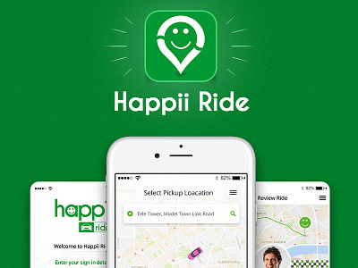 Happii Ride – Ride Sharing App Design app design creative design mobile app design mobile ui design photoshop ui design