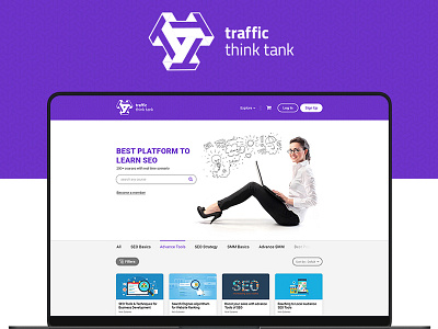 SEO Courses Website Design - Traffic Think Tank brand agency clean design coloful courses creative creative web design seo seo agency seo company ui design ui pack ux design website design