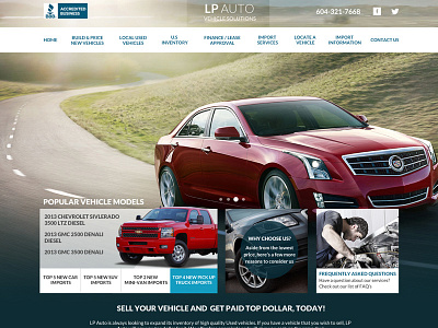 LP Auto Homepage Design automotive clean design flat web web design