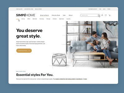 Simpli Home Full Design case study clean design ecommerce furniture grid homepage illustration sales shop store ui web web design website