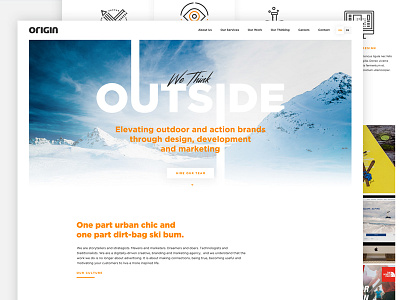 Origin Design agency clean design outdoors portfolio website