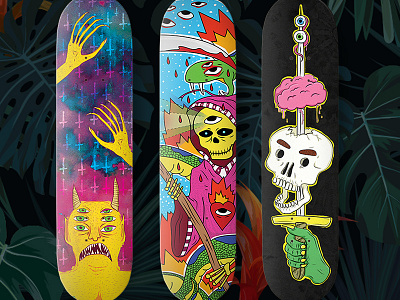 Skateboard designs art color graphic illustration skateboard