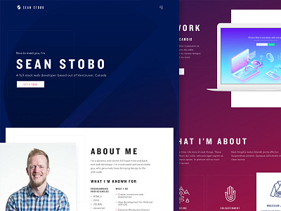Sean Stobo Portfolio site clean design gradient homepage one page portfolio web web design website