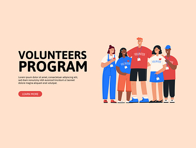 Volunteering character character design charity design flat graphic design illustration landing page people project site vector volunteer web website world