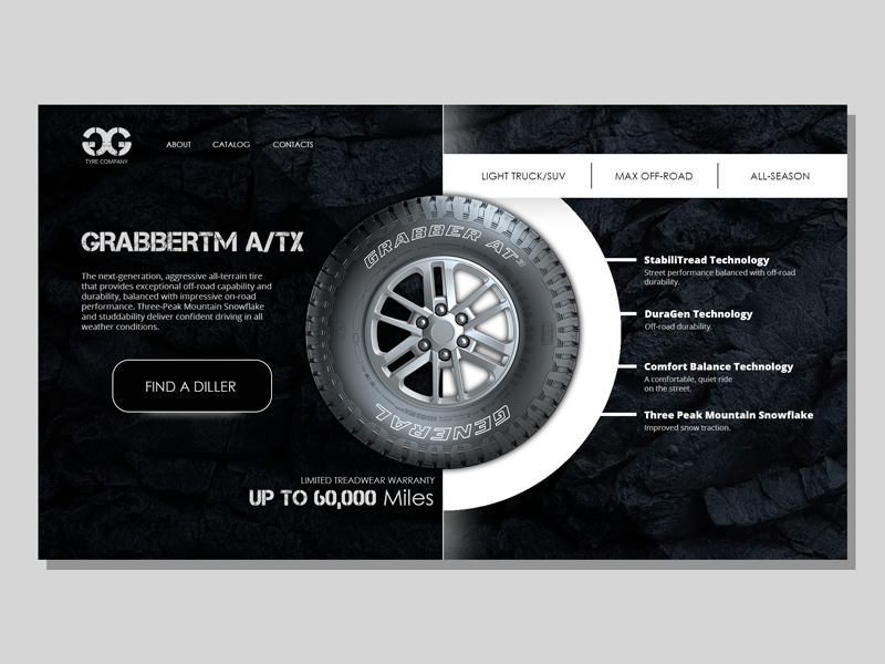 Car tire shop ux ui ui site design shop online dark idea website ux design web site
