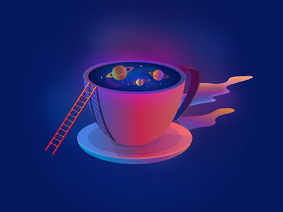 Space in a Cup digital art illustration
