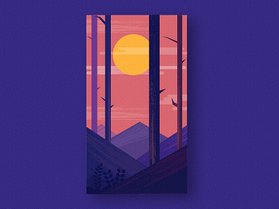 Evening illustration landscape