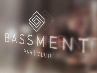 Bassment logo in window branding logo