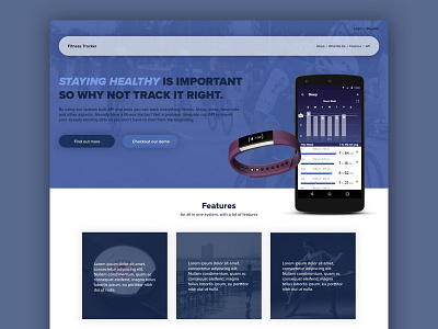 Fitness Tracking landing page concept ui website design