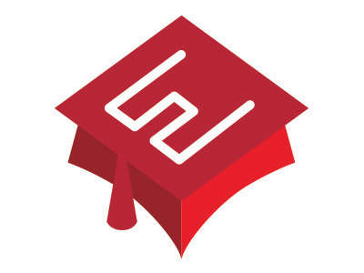 WIP education flat logo red school vector