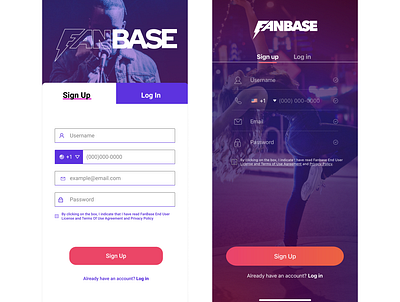 Fanbase - Sign Up Redesign app design ui ux