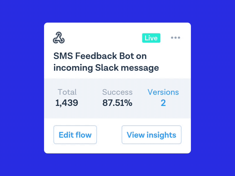 New Flow Cards cards flow builder insights stats versions