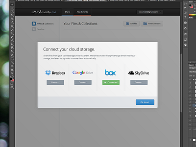 NUX Dialog box clean dialog drive dropbox google minimal nux photoshop skydrive ux web