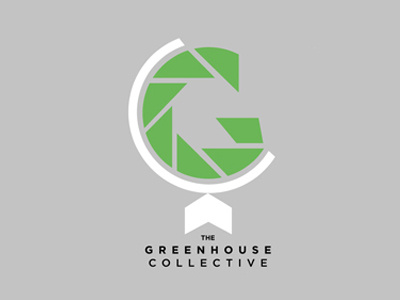 The Greenhouse Collective branding digital film globe house leaves lettering logo pixels type vector