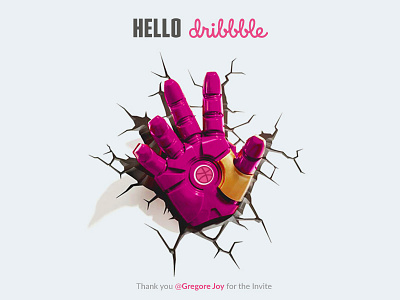 Hello, Dribbblers! 2018 breaking dribbble first hand hello illustration ironman newyear pink short