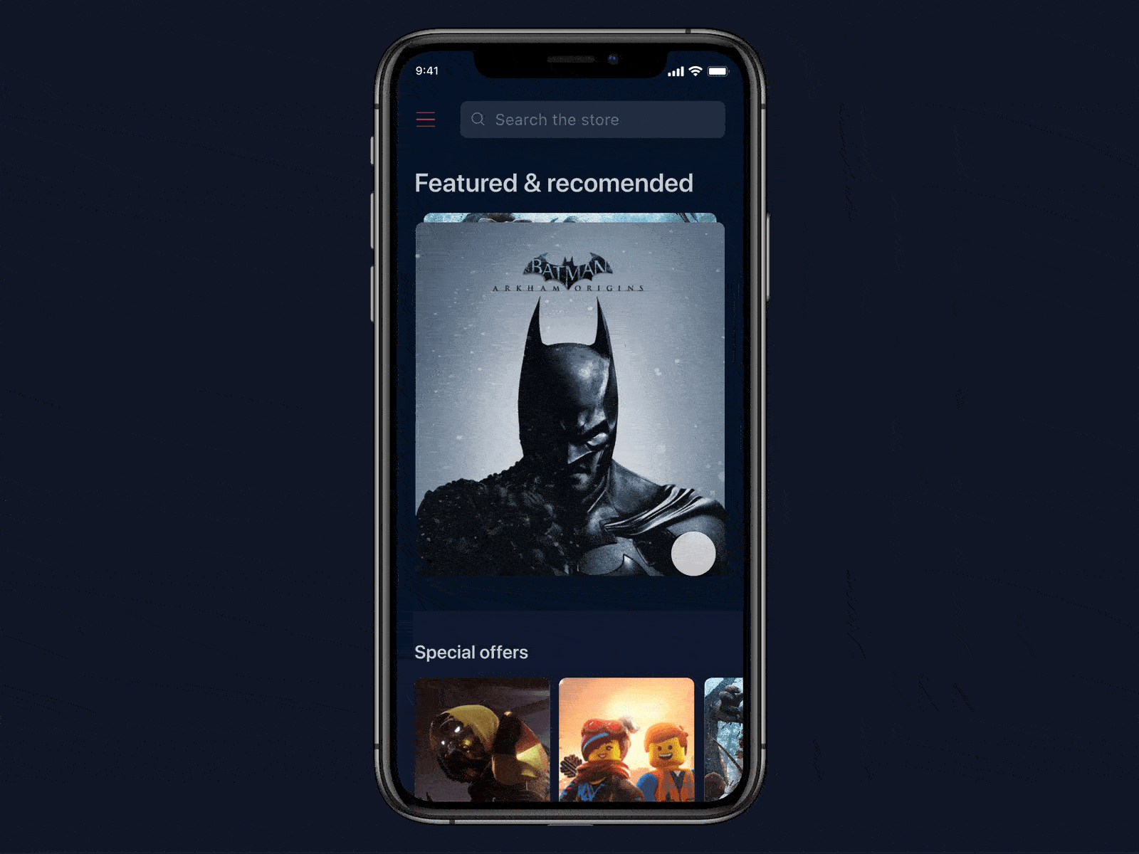 Card slider exploration animation app batman design micro interaction mobile ui