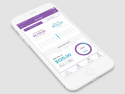 Earnings screen app design mobile ui
